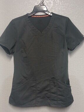 Grey Code Happy Form Fitting Scrub Top Size Small